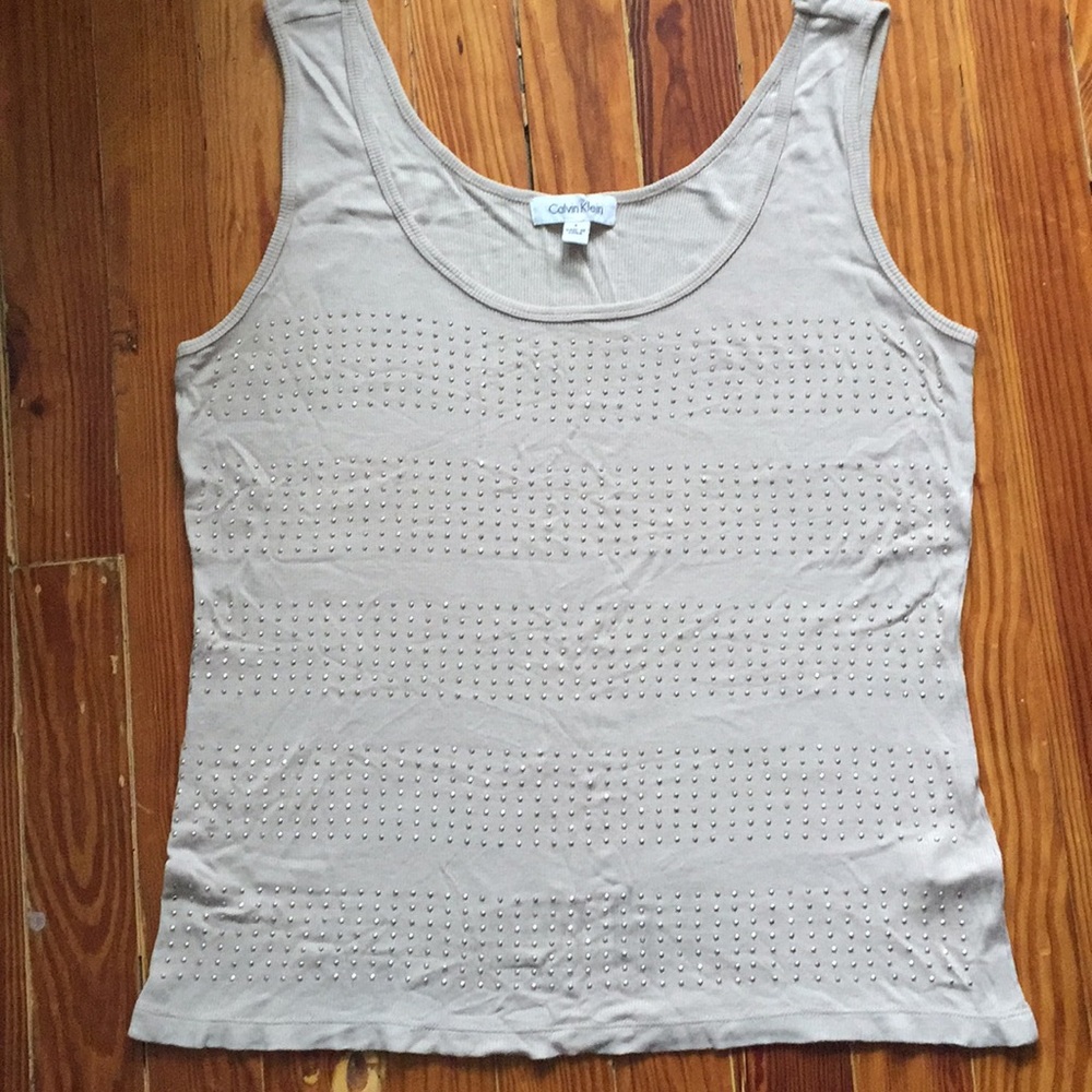 Calvin Klein tan top metal studs decoration sz.L